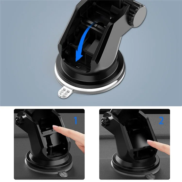 SUMI-TAP STH-S04Y Retractable Magnetic Bracket Car Mount Phone Holder Adjustable Dashboard Phone Stand for Various Mobile Phones - Black