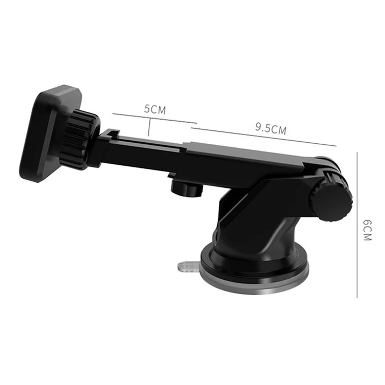SUMI-TAP STH-S04Y Retractable Magnetic Bracket Car Mount Phone Holder Adjustable Dashboard Phone Stand for Various Mobile Phones - Black