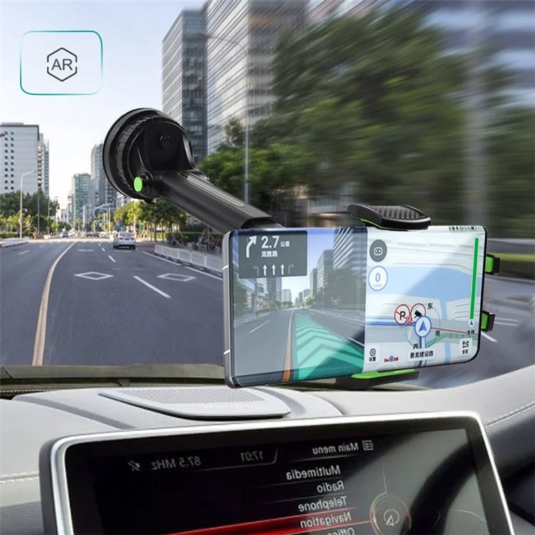 CST-03 Retractable Cell Phone Holder Suction Cup Long Arm Car Phone Mount for Car Dashboard Windshield Air Vent - Green