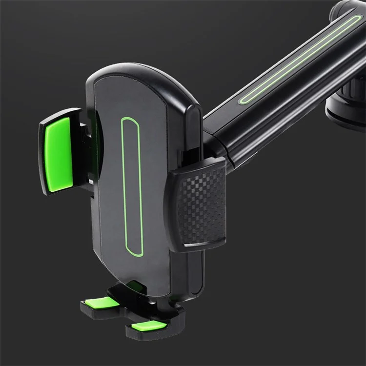 CST-03 Retractable Cell Phone Holder Suction Cup Long Arm Car Phone Mount for Car Dashboard Windshield Air Vent - Green