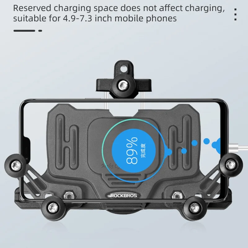 ROCKBROS Horizontal Type Motorcycle Electric Bike Phone Holder Rotatable Motorbike Phone GPS Mount Bracket - U-Shape Handlebar Mount