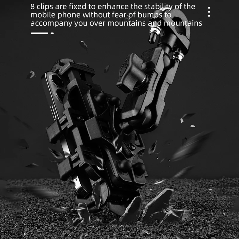 ROCKBROS Horizontal Type Motorcycle Electric Bike Phone Holder Rotatable Motorbike Phone GPS Mount Bracket - U-Shape Handlebar Mount