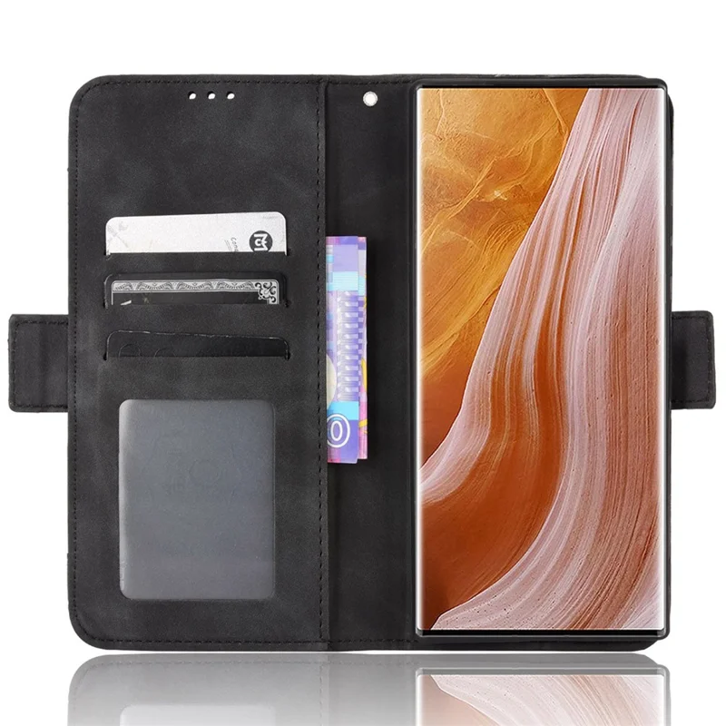 For ZTE Axon 40 Ultra 5G PU Leather Magnetic Clasp Wallet Stand Phone Cover with Multiple Card Slots - Black