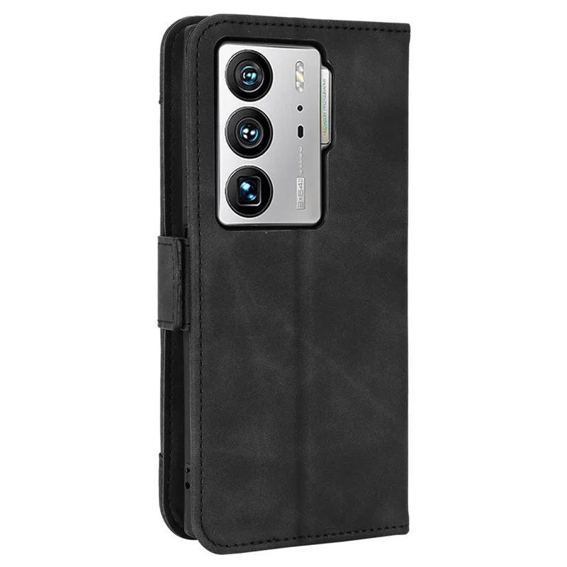 For ZTE Axon 40 Ultra 5G PU Leather Magnetic Clasp Wallet Stand Phone Cover with Multiple Card Slots - Black