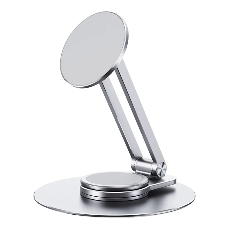 LK-T639 360-Degree Rotatable Folding Magnetic Phone Holder Adjustable Desktop Portable Metal Tablet Stand - Silver
