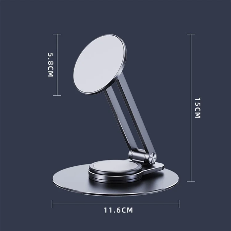 LK-T639 360-Degree Rotatable Folding Magnetic Phone Holder Adjustable Desktop Portable Metal Tablet Stand - Silver