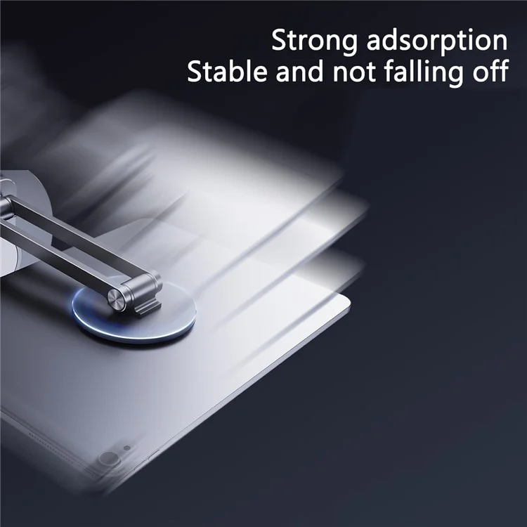 LK-T639 360-Degree Rotatable Folding Magnetic Phone Holder Adjustable Desktop Portable Metal Tablet Stand - Silver