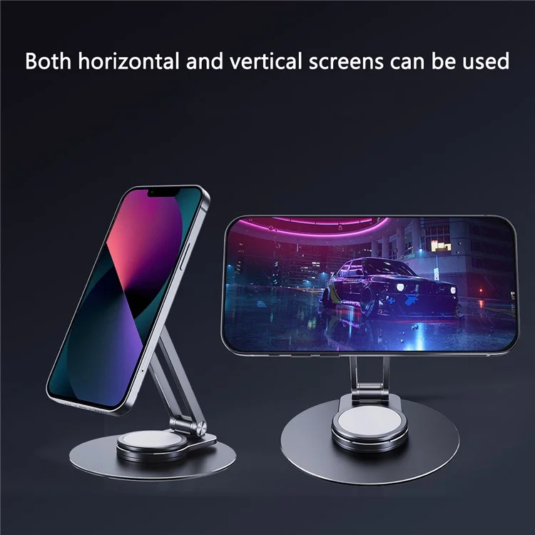 LK-T639 360-Degree Rotatable Folding Magnetic Phone Holder Adjustable Desktop Portable Metal Tablet Stand - Silver