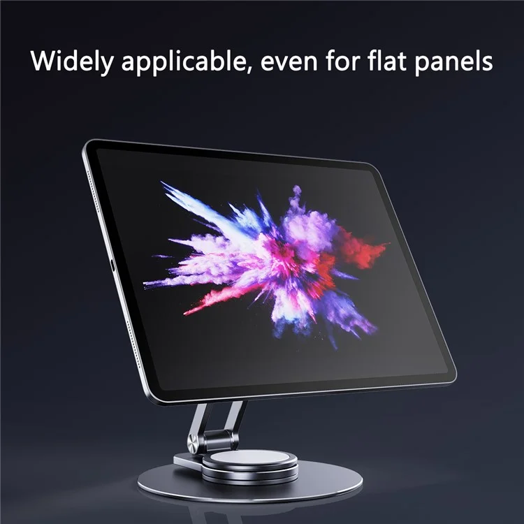 LK-T639 360-Degree Rotatable Folding Magnetic Phone Holder Adjustable Desktop Portable Metal Tablet Stand - Silver