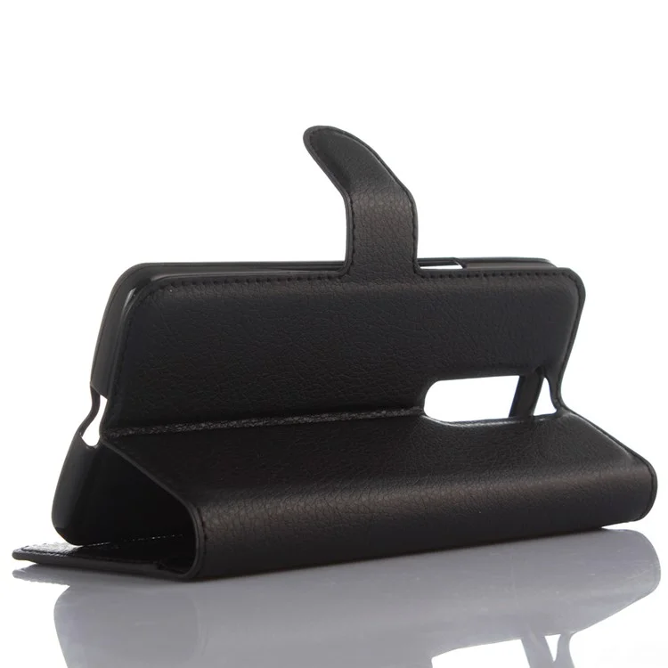 For ZTE Axon mini Lychee Skin Leather Wallet Case - Black