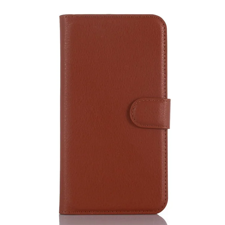 Lychee Skin Leather Wallet Case for ZTE Blade X3 - Brown