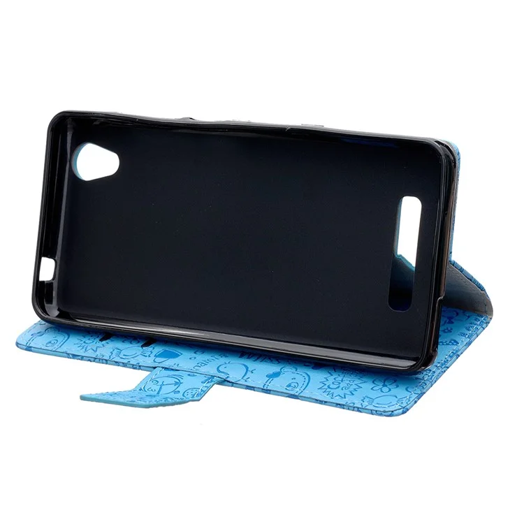 Cartoon Graffiti Leather Phone Case for ZTE Blade X3 - Blue