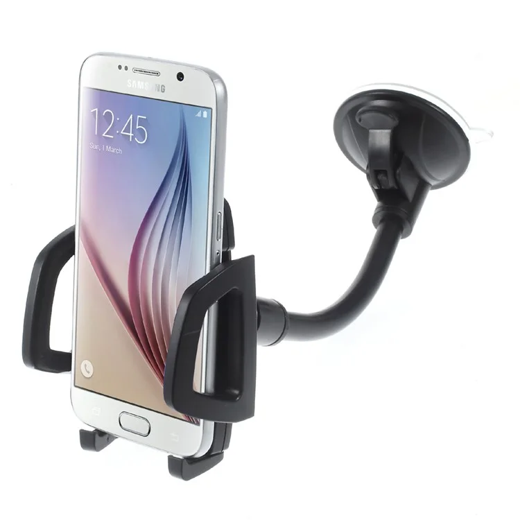 360 Degree Swivel Suction Cup Car Mount Holder for iPhone Samsung Sony (42+H54) - Black