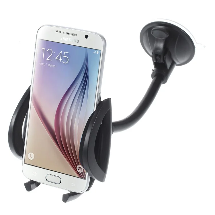 360 Degree Swivel Suction Cup Car Mount Holder for iPhone Samsung Sony (K5+H54) - Black