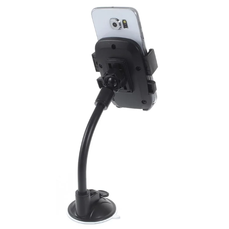 Rotary Goose Neck Car Suction Cup Mount for Samsung Note5, Width: 58-81mm - Black