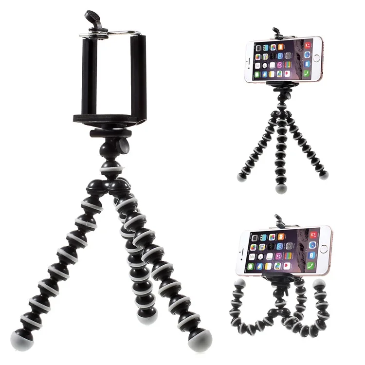 5122+T21 Flexible Octopus Stand Desktop Tripod with 5.5-8cm Mobile Phone Clip