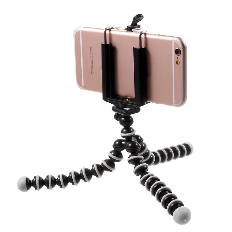 5122+T21 Flexible Octopus Stand Desktop Tripod with 5.5-8cm Mobile Phone Clip