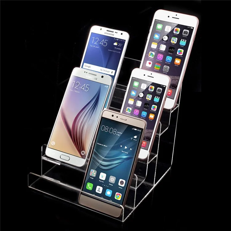 5-layer Clear Acrylic Display Stand for Cellphone / Power Bank / Bluetooth Earphone etc