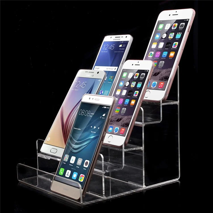 5-layer Clear Acrylic Display Stand for Cellphone / Power Bank / Bluetooth Earphone etc