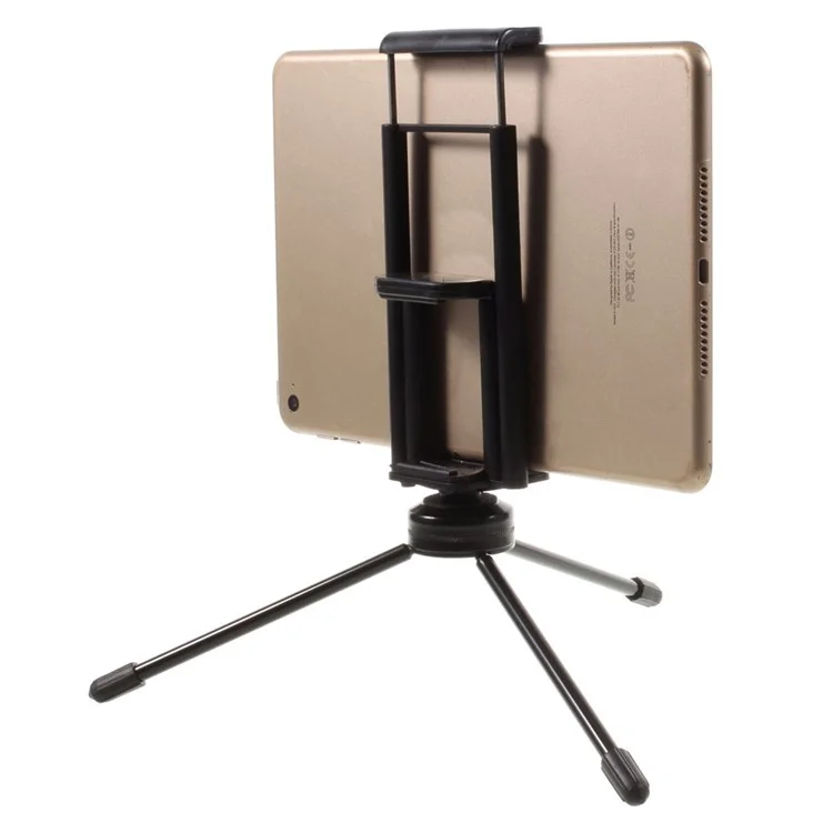 Multi-functional Mini Metal Tripod + Dual Clamps for iPhone iPad Samsung Smartphone Tablets  - Black