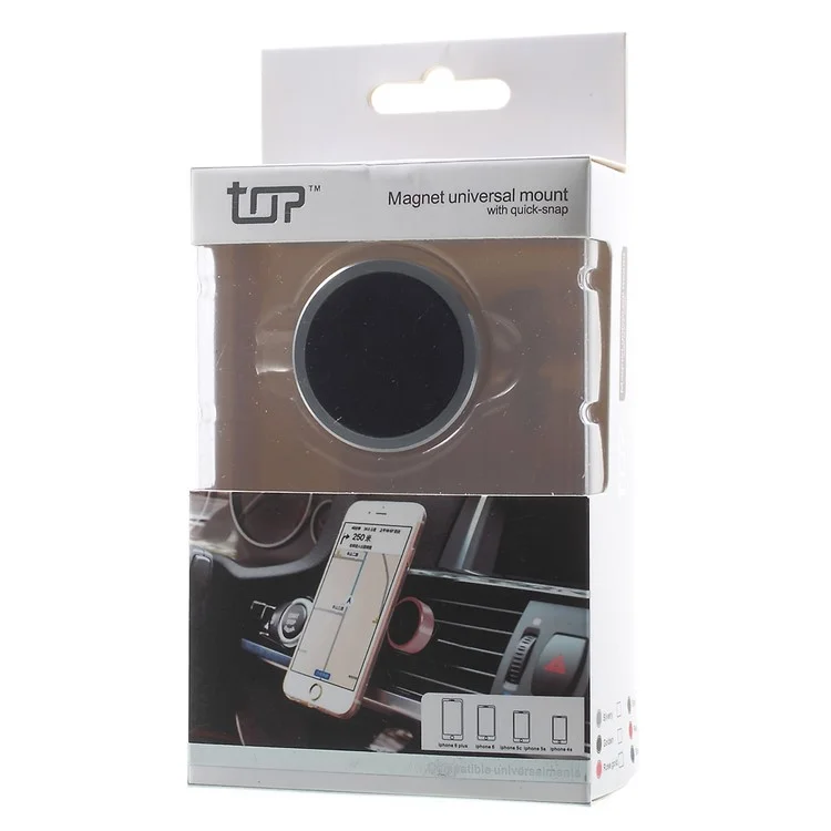 Magnetic Car Air Vent Mount Stand for iPhone Samsung Smartphone GPS - Silver Color
