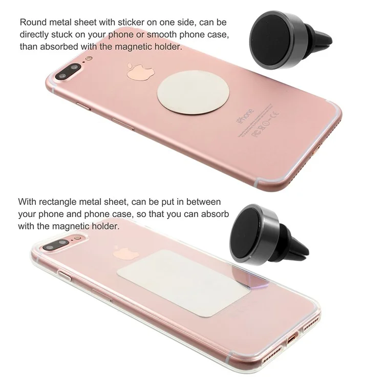 Magnetic Car Air Vent 360-Degree Rotary Mount Stand for iPhone Samsung GPS - Silver Color