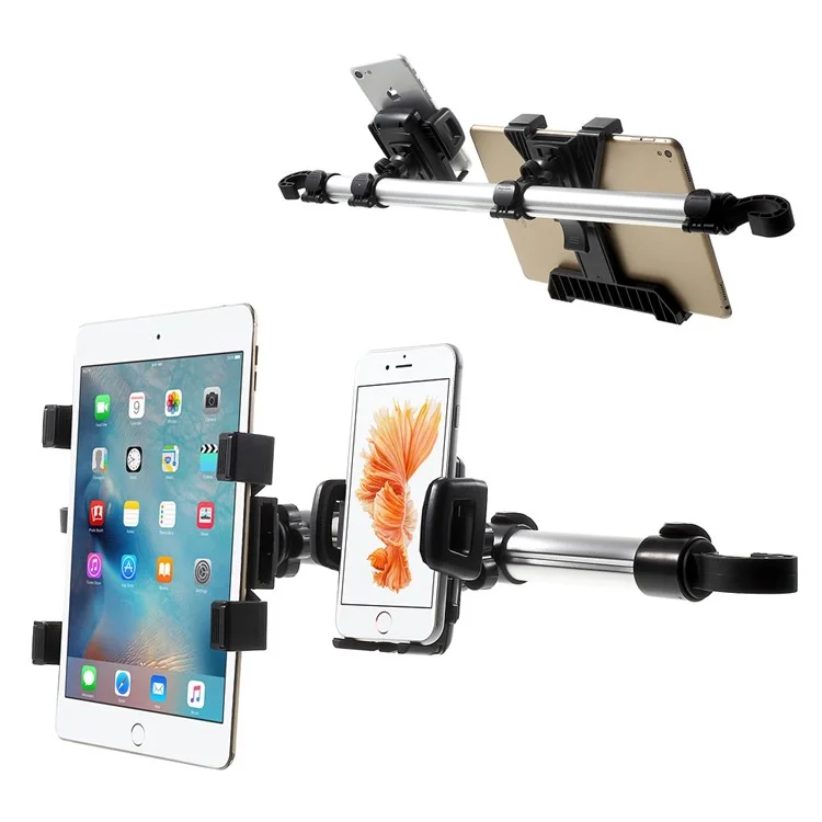 360-Degree Rotary Car Headrest Mount Stand with Two Adapters for iPhone 7/iPad Pro 9.7 Etc