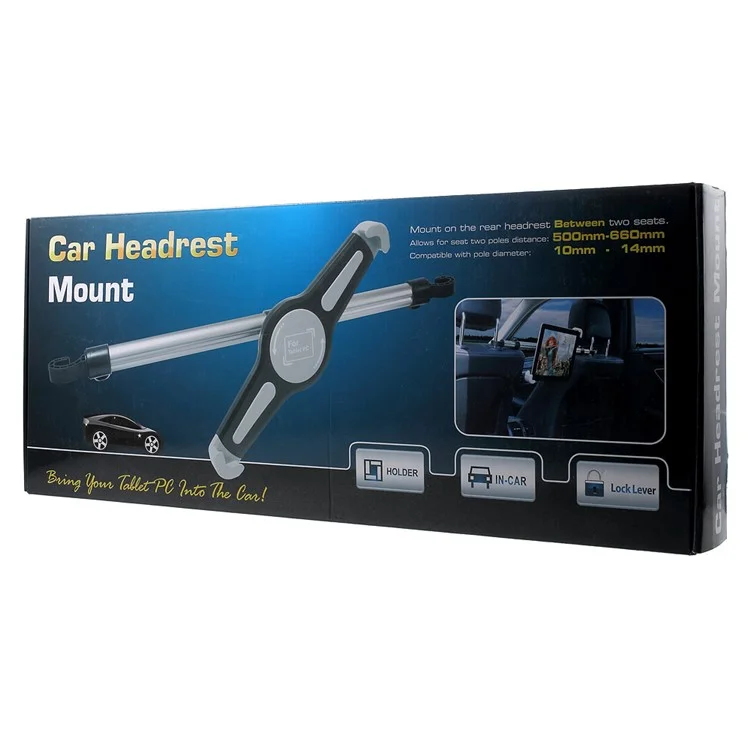 360-Degree Rotary Car Headrest Mount Stand with Two Adapters for iPhone 7/iPad Pro 9.7 Etc