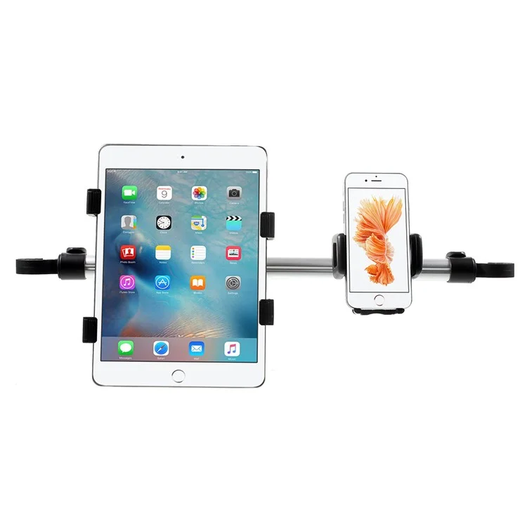 360-Degree Rotary Car Headrest Mount Stand with Two Adapters for iPhone 7/iPad Pro 9.7 Etc