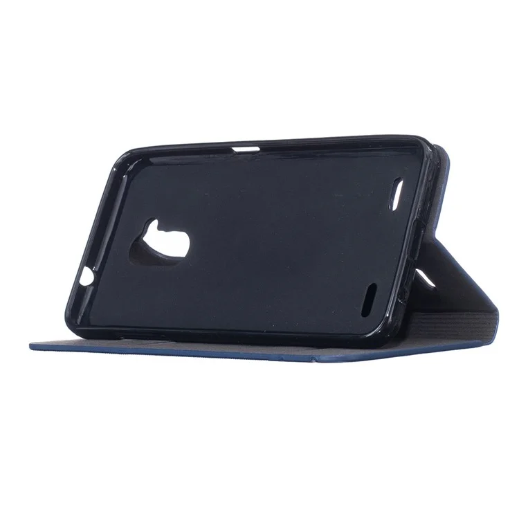 Two-color Linen Texture Leather Card Holder Cover for ZTE Blade V7 Lite - Dark Blue