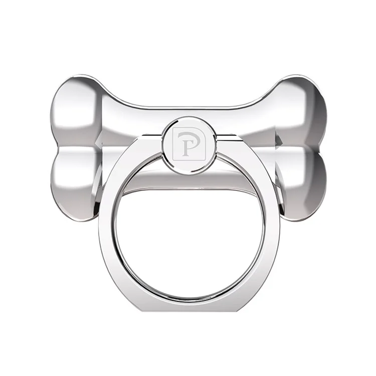 OATSBASF Plating Bone Shaped Kickstand Finger Grip Metal Ring Holder - Silver Color