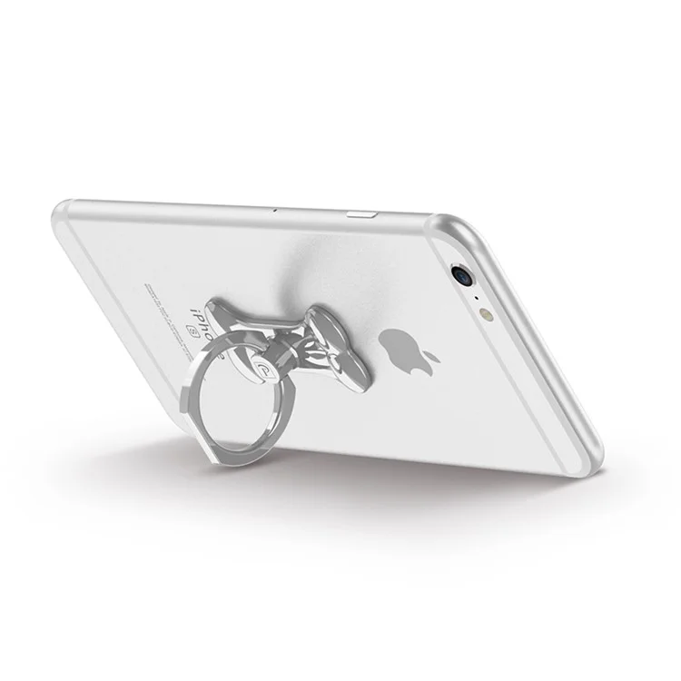 OATSBASF Plating Bone Shaped Kickstand Finger Grip Metal Ring Holder - Silver Color