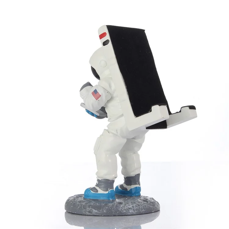 Creative Spaceman Model Desktop Phone Stand Resin Bracket for iPhone Samsung - White