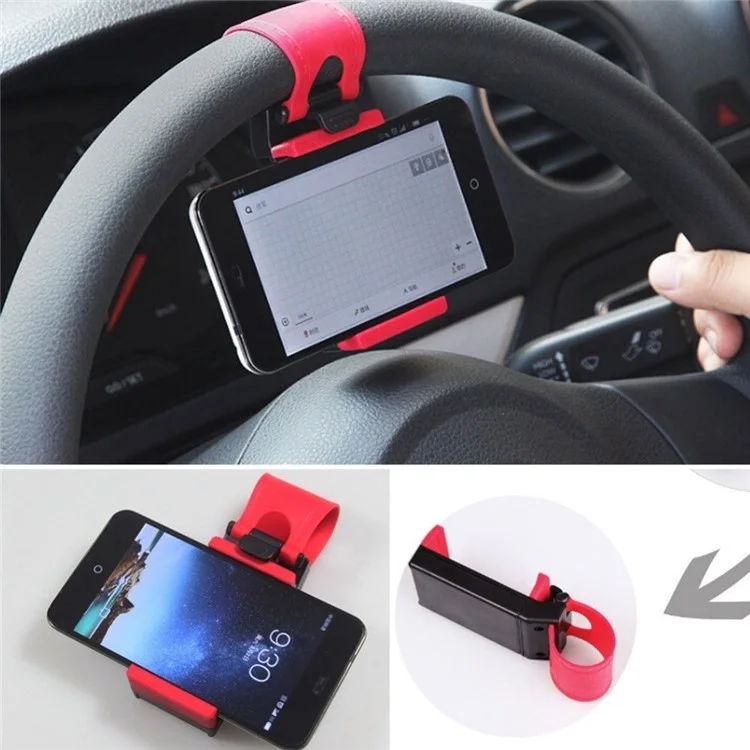 Car Steering Wheel Bicycle Handlebar Phone Holder for iPhone 7 / Galaxy S7 etc - Blue