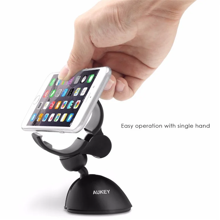 AUKEY Universal Dashboard Windshield Car Mount Mobile Phone Holder, Max Width: 106mm - Black