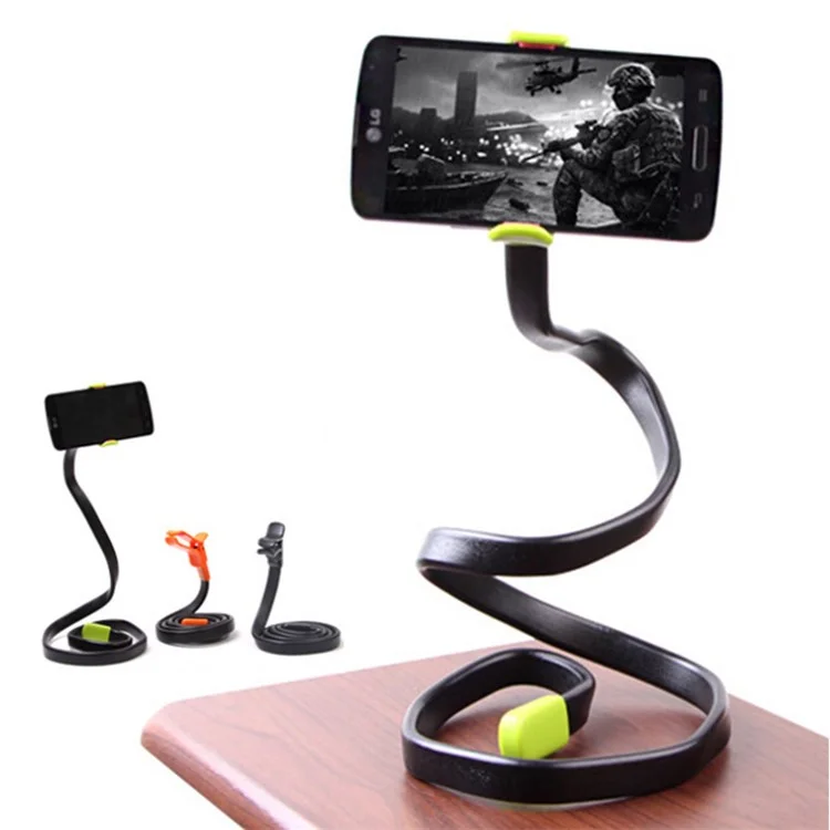 Snake Shape Cell Phone Clamp Mount Flexible Long Arm Mobile Phone Holder - Orange