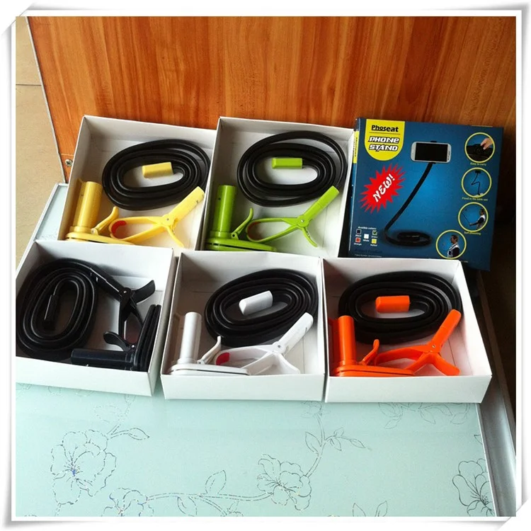 Snake Shape Cell Phone Clamp Mount Flexible Long Arm Mobile Phone Holder - Orange