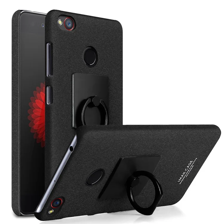 IMAK Finger Ring Holder Matte PC Case + Screen Protector for ZTE nubia Z11 mini S - Black