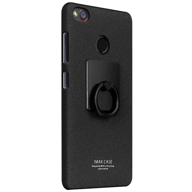 IMAK Finger Ring Holder Matte PC Case + Screen Protector for ZTE nubia Z11 mini S - Black