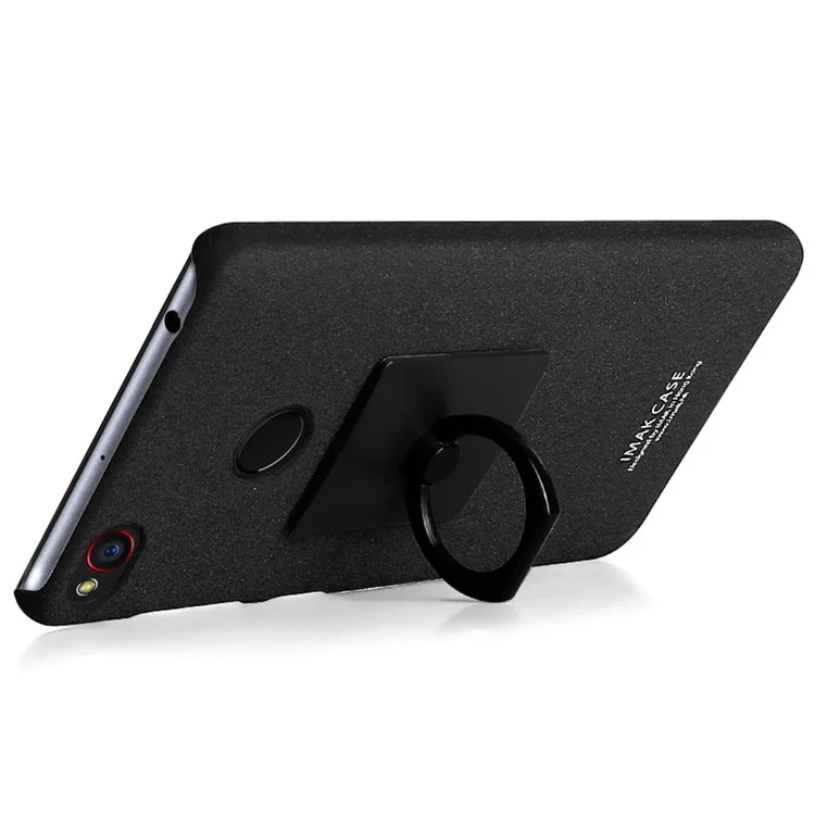 IMAK Finger Ring Holder Matte PC Case + Screen Protector for ZTE nubia Z11 mini S - Black