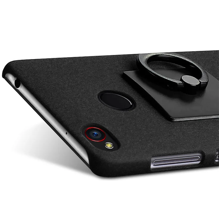 IMAK Finger Ring Holder Matte PC Case + Screen Protector for ZTE nubia Z11 mini S - Black