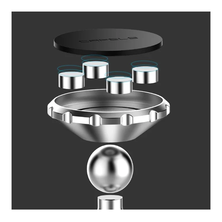 CAFELE Gear Shape Magnetic Rotary Car Mount Holder for iPhone Samsung - Silver Color