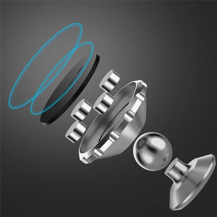 CAFELE Gear Shape Magnetic Rotary Car Mount Holder for iPhone Samsung - Silver Color