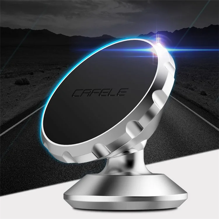 CAFELE Gear Shape Magnetic Rotary Car Mount Holder for iPhone Samsung - Silver Color