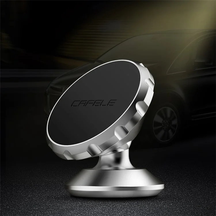 CAFELE Gear Shape Magnetic Rotary Car Mount Holder for iPhone Samsung - Silver Color