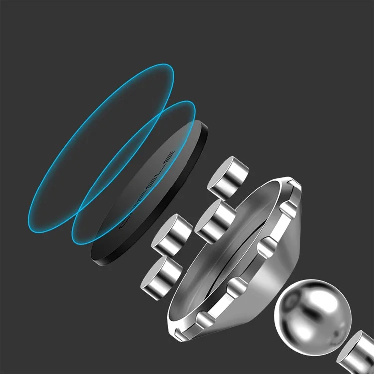 CAFELE Gear Shape Magnetic Rotary Car Mount Holder for iPhone Samsung - Silver Color