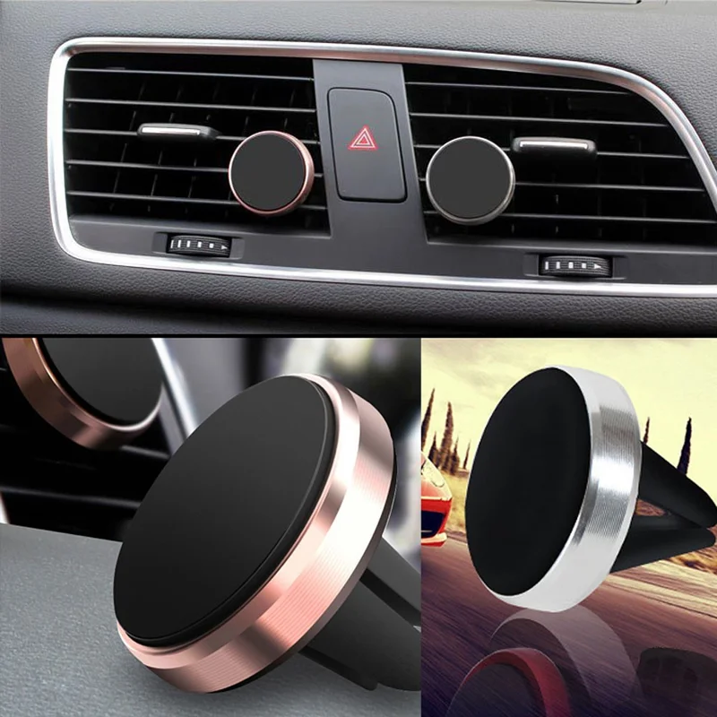 Universal Magnetic Car Air Vent Mount Stand for iPhone 7/ 7 Plus/ Samsung S7 Etc - Gold Color
