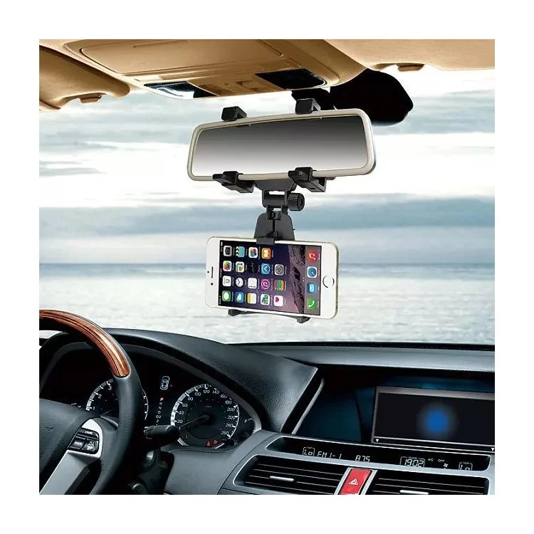 Support Universel De Montage Moussoir De Rétroviseur De Voiture Pour Téléphone Portable / GPS - Noir