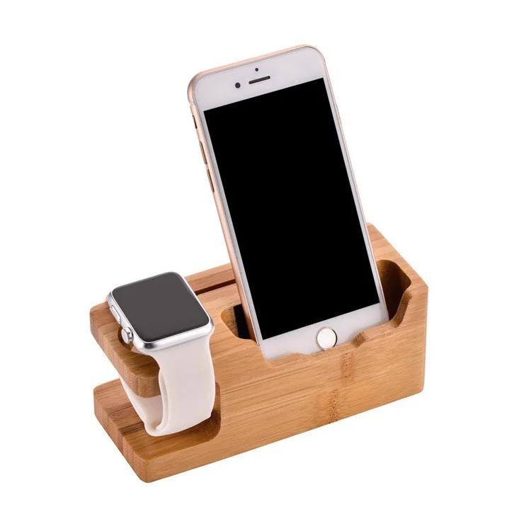Carbonized Bamboo Desktop 3 USB Ports Charging Station Apple Watch Charger Stand Dock - EU Plug