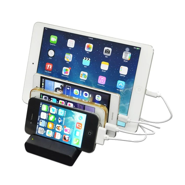USB Wall Charger 4-Port Desktop Charging Station for iPhone iPad Samsung Sony (wodSL02) - Black / US Plug